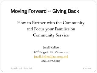 Moving Forward ~ Giving Back