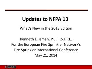 Updates to NFPA 13