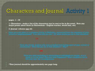 Characters and Journal Activity 1
