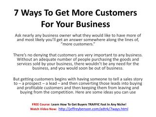 How To Get More Customers For Your Business