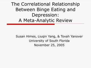 The Correlational Relationship Between Binge Eating and Depression: A Meta-Analytic Review