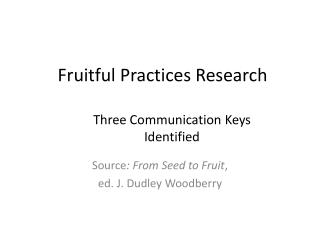 Fruitful Practices Research