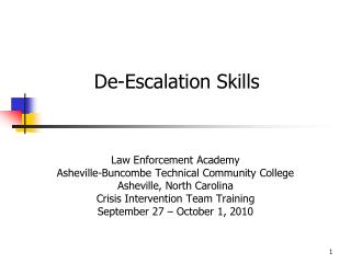 De-Escalation Skills