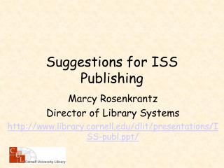 Suggestions for ISS Publishing