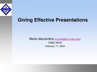 Giving Effective Presentations