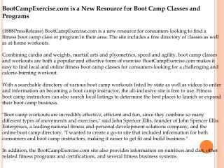 BootCampExercise.com is a New Resource for Boot Camp Classes