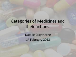 Categories of Medicines and their actions.