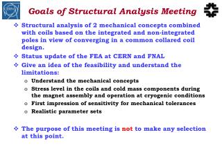 Goals of Structural Analysis Meeting