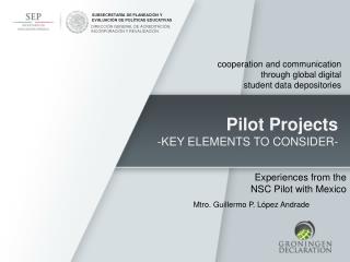Pilot Projects -KEY ELEMENTS TO CONSIDER-