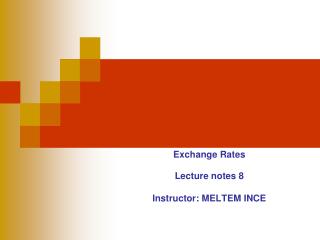 Exchange Rates Lecture notes 8 Instructor: MELTEM INCE