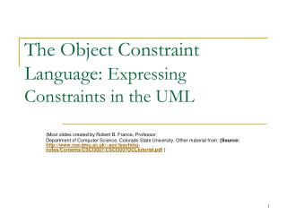 The Object Constraint Language: Expressing Constraints in the UML