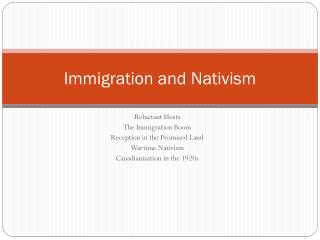 Immigration and Nativism