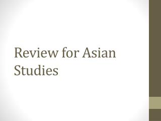 Review for Asian Studies