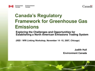 Canada’s Regulatory Framework for Greenhouse Gas Emissions