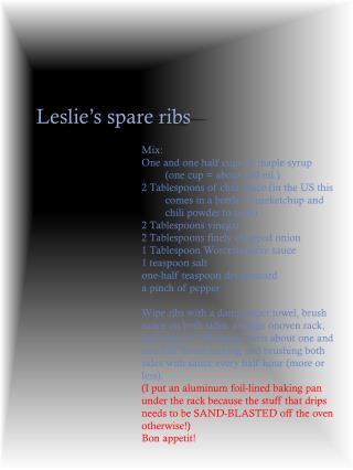 Leslie’s spare ribs