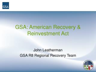 GSA: American Recovery & Reinvestment Act