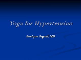 Yoga for Hypertension
