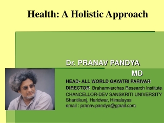 Dr. PRANAV PANDYA 				MD HEAD- ALL WORLD GAYATRI PARIVAR