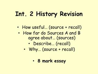 Int. 2 History Revision