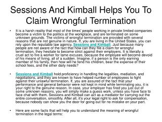 Sessions And Kimball Helps You To Claim Wrongful Termination