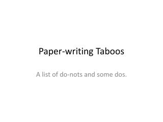 Paper-writing Taboos