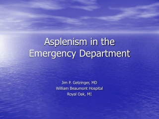 Asplenism in the Emergency Department