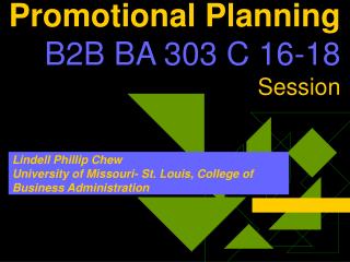 Promotional Planning B2B BA 303 C 16-18 Session