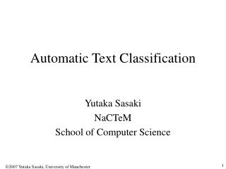 Automatic Text Classification