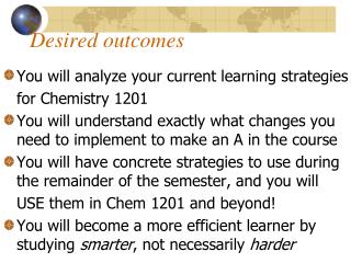 Desired outcomes