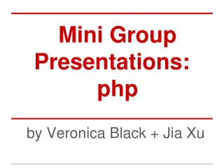 Mini Group Presentations: php
