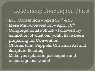 Leadership Training for Christ