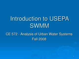 Introduction to USEPA SWMM