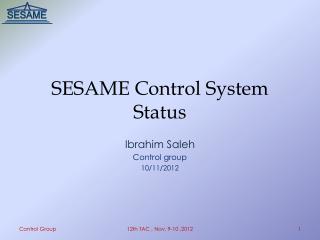 SESAME Control System Status