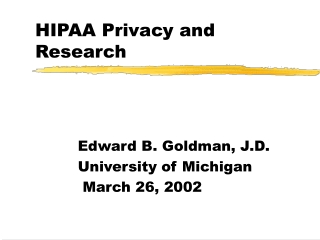 HIPAA Privacy and Research