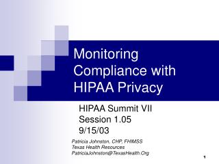 Monitoring Compliance with HIPAA Privacy
