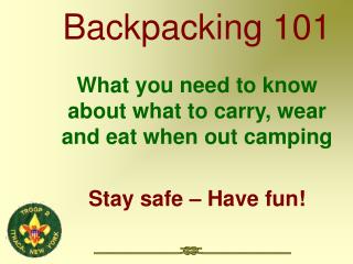 Backpacking 101