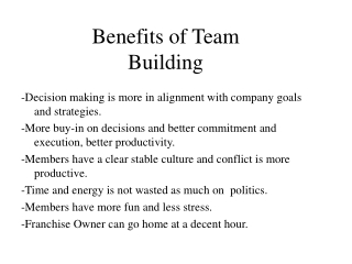 Benefits of Team Building