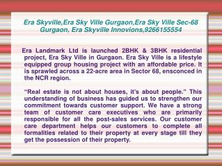 Era Skyville,Era Sky Ville Gurgaon,Era Sky Ville Sec-68 Gurg