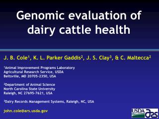 Genomic evaluation of dairy cattle health
