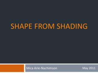 PPT - Shape From Shading PowerPoint Presentation, Free Download - ID ...