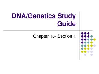 DNA/Genetics Study Guide