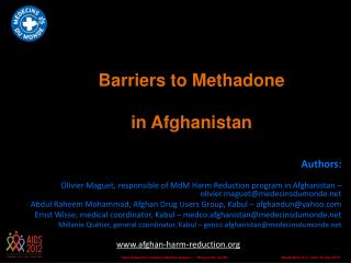 Barriers to Methadone in Afghanistan