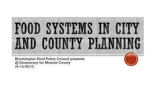 Food Systems in city and County Planning