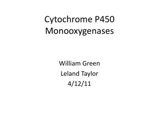 Cytochrome P450 Monooxygenases
