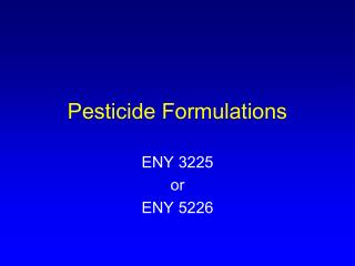 Pesticide Formulations