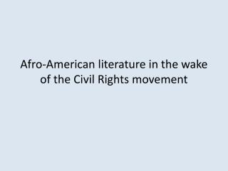 Afro-American literature in the wake of the Civil Rights movement
