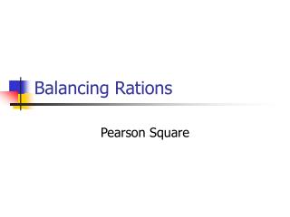Balancing Rations