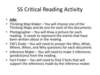 SS Critical Reading Activity