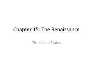 Chapter 15: The Renaissance