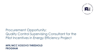 Procurement Opportunity: Quality Control Supervising Consultant for the